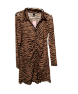 Wild Fable Womens Shirt Dress Brown Zebra Mini Collar Long Sleeve Mesh X... - £11.82 GBP