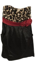 Speeckless Sz 7 Black Red Animal Print Strapless Mini Dress Sexy Party Cocktail - £15.55 GBP