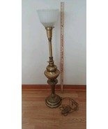 Vintage Rembrandt Torchiere Brass Lamp Torch Milk Glass Shade 34.5” Tall - £143.54 GBP