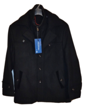 PRIJOUHE Men&#39;s Black Wool Blend Winter Coat - Detachable Inner Collar - Size: XL - £28.15 GBP