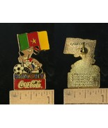 VINTAGE FIFA USA WORLD CUP SOCCER 1994 MASCOT &amp; COCA-COLA CAMEROON PIN - $6.79 CAD