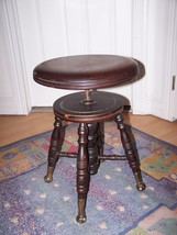 Late 19th Century Victorian Mahogany Piano Stool with Ball Glass Feet - £393.13 GBP