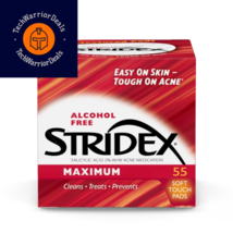 Stridex Medicated Acne Pads, Maximum, 55 Count – Facial 55 (Pack of 1)  - $13.73