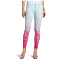 Hudson Jeans Floral Ombre Pink Blue Nico Midrise Skinny Denim Jeans Sz 24 New - £57.30 GBP