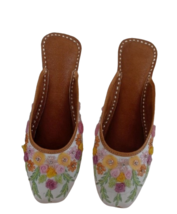 Women Punjabi Jutti Half Mules open back embroidery US Size 6-10 DLY flower bowl - £25.65 GBP