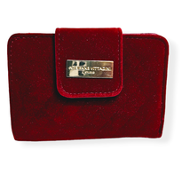 Adrienne Vittadini Red Velvet Quilted Coin Purse Wallet Rose Interior Valentines - £11.71 GBP