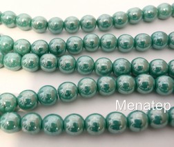 50 6mm Czech Glass Round Beads: Luster - Turquoise - £2.91 GBP