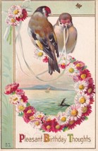 Pleasant Birthday Thoughts Nautical Floral Motif Birds Postcard E03 - $5.99