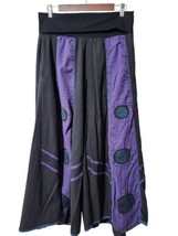 Vtg. Cheppu Nepal Pants Design Flared Wide Leg Black Purple Pants Pocket... - $45.95