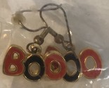 Boo Halloween Themed Earrings Orange And Black - $9.89