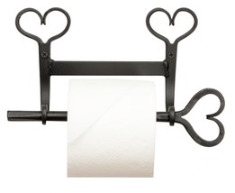 COUNTRY HEARTS WROUGHT IRON WALL TOILET PAPER HOLDER Primitive Amish Bla... - $34.97