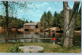 Old Covered Bridge and view of Millpond Dummerston Vermont Postcard - £6.18 GBP
