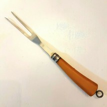 VTG BAKELITE Meat Serving Fork Stainless Steel 10.5&quot; Butterscotch Hanger... - £15.44 GBP