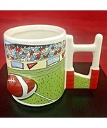 porcelain 3D Football coffee tea mug Goal Post Handle  white green red c... - $9.85