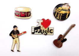 Vintage Music Drums Guitar Piano Lapel Pins Hat Baclpack Tac Lot of 5 NOS - $283.41 MXN