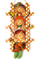 Prima Creations Folk Art Wall Hanging Autumn Fall Harvest Scarecrow Raggedy Anns - £13.30 GBP