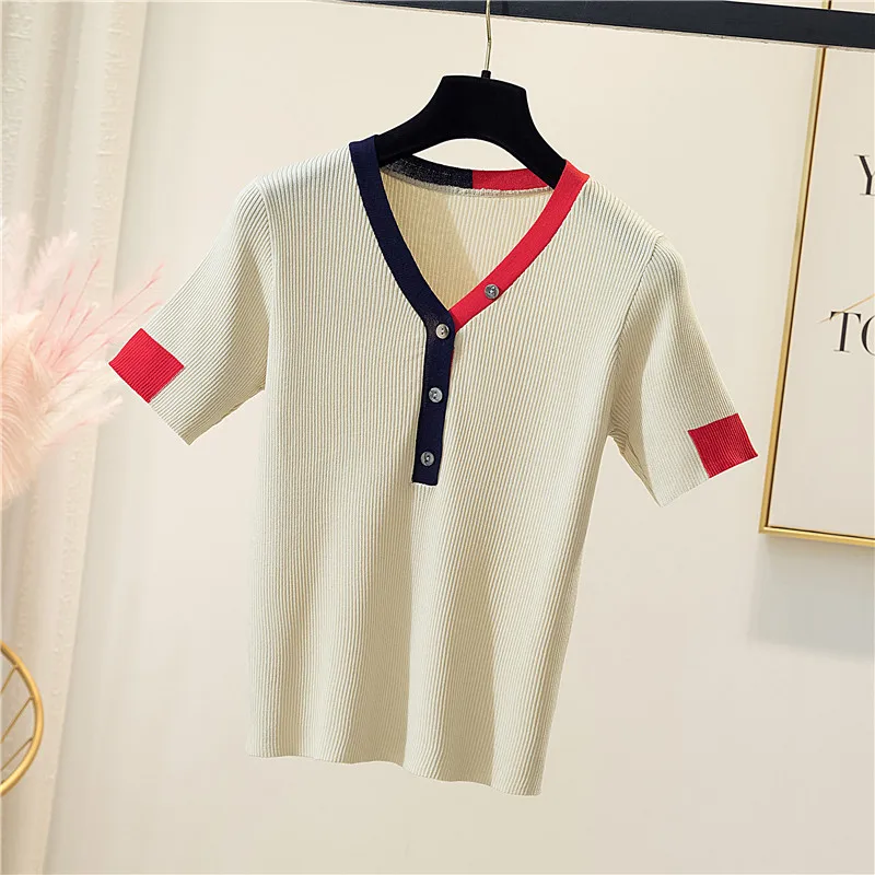 T-shirt femme  new summer pure cotton top women round neck pullover short sleeve - £97.32 GBP