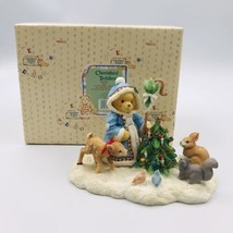 1996 Cherished Teddies Olga Tree Bunny Deer Figurine 182966 Peace Joy Love - $13.99