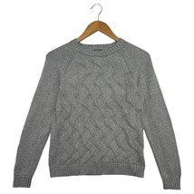 Lands End Sweater Womens Medium Petite Gray Drifter Pullover Crewneck Ca... - $25.73