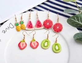 Fruit Slice Earrings, Kiwi Slice Earrings, Pineapple Earrings, Strawberry Earrin - £20.96 GBP
