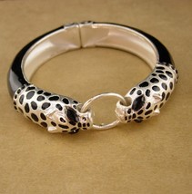 panther Designer bracelet - Leopard head bangle - byzantine medieval style - Bla - £75.93 GBP
