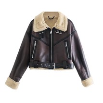 2022 woman&#39;s Fashion Thick Warm  Shearling Jacket Coat Women Vintage Long Sleeve - £142.01 GBP