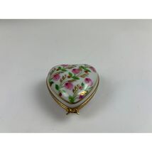 Limoges France Hand-Painted Heart Trinket Box with Perfume Bottle – Pein... - $176.04 CAD