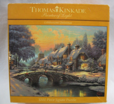 NEW Thomas Kinkade Painter of Light Cobblestone Christmas 1000 Pc Jigsaw Ceaco - £15.45 GBP