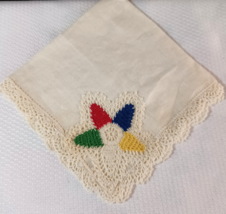 Vintage Crocheted Eastern Star Irish Linen Hanky Handkerchief Lacy Trim - $113.09 MXN