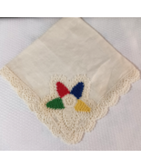 Vintage Crocheted Eastern Star Irish Linen Hanky Handkerchief Lacy Trim - $113.09 MXN