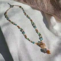 Necklace Boho Beach Core Jewelry 28 In Sea Glass Gem Costume Colorful Charm - £22.00 GBP