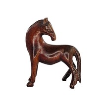 Vintage Wood Carved Horse Looking Back Miniature Figurine Folk Art - £15.17 GBP