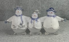 Christmas Acrylic Snowman Snowmen Snow Family 3 Piece Set By Midwest - £23.94 GBP