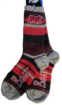 Wildlife Animal Bear Mountain Stripe Adult Socks Large 10-13 - $9.99