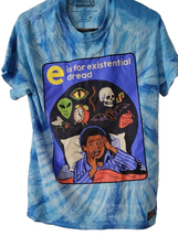 Steven Rhodes &quot;E is for Existential Dread&quot; Adult Small Blue Tie Dye Tee ... - $24.24