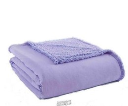 Shavel Micro Flannel Sherpa Blanket Purple Amethyst Twin - £41.14 GBP