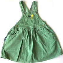 Vintage Looney Tunes Girls Corduroy Dress Overall Tweety Bird Jumper Size 6 - $900.79 MXN