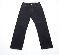 Vtg Levis 505 Mens 36x30 Distressed Regular Fit Straight Leg Denim Jeans Black - £54.47 GBP