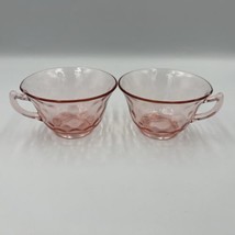 Vintage Pink Depression Cambridge Glass Dimpled Tea Cup Set Of Two No Chips - $18.69