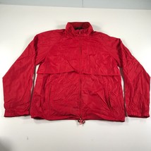 Vintage Woolrich Jacket Coat Mens Large Red Full Zip Hooded Windbreaker ... - $20.56