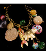 Exotic elephant charm Bracelet - Vintage chunky enamel oriental charm - ... - £99.91 GBP