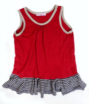 Ella Moss Girls Size 6 to 12m Dress Red Blue/Beige Stripes Soft &amp; Stretchy - £7.62 GBP