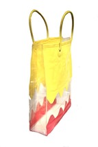 VTG Mod Tote Bag SHopper 60s Hot Pink, Yellow and Clear Large Wet Look V... - $34.75