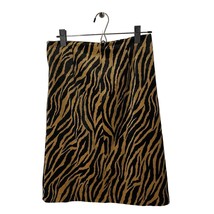 Vintage Tiger Print Stripes Knee Length Skirt Fuzzy Made in USA Size Medium - £20.11 GBP
