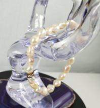 Vintage Freshwater Pearl Silver Tone Silver Rhinestone Spacers Stretch B... - $24.53 CAD