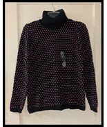 NWT Women&#39;s Karen Scott Black Multi Color Turtleneck Pull Over Sweater L - €8,57 EUR