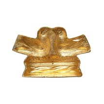 Antique Ice Cream Mold Two Kissing Doves Lovebird Gold Plated and Framed about 5 - $122.76