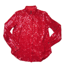 NWT J.Crew Collection Classic-fit Sequin Shirt in Dark Red Button-up Blouse 4 - £85.29 GBP