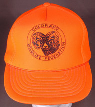 Vtg Colorado Wildlife Federation Hat-Orange-Rope Bill-Snapback-Ram Bigho... - $32.71