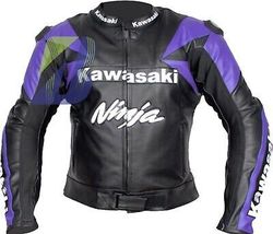 Kawasaki Green,Red,Purple,Black* Motorcycle Leather Jacket Biker&#39;s Motogp - £134.51 GBP